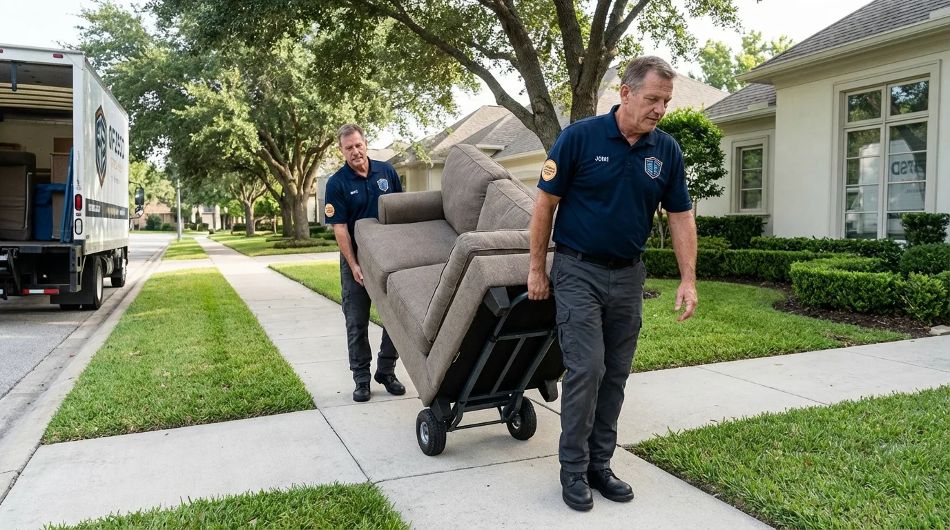 Local residential moving crew loading furniture in Boca Raton, FL