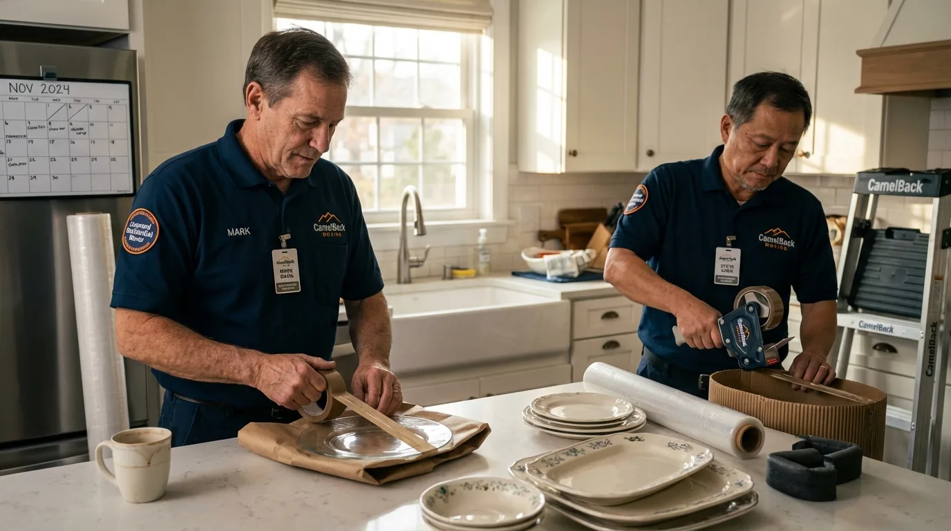 Professional crew packing kitchen dishware in Boca Raton, FL